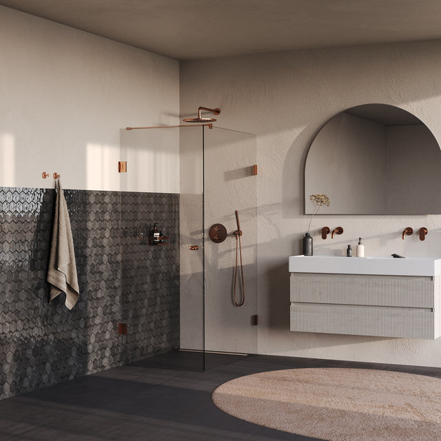 BRAUER Void Carving douchecabine met draaideur helder glas 80x120x200 incl. glascoating PVD koper geborsteld GS-VOCC1H80120200GK