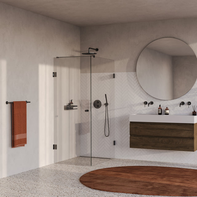 BRAUER Void Carving douchecabine met draaideur helder glas 80x120x200 incl. glascoating PVD gunmetal geborsteld GS-VOCC1H80120200GM