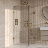 BRAUER Void Carving douchecabine met draaideur helder glas 80x80x200 incl. glascoating PVD goud geborsteld GS-VOCC1H8080200GG