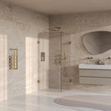 BRAUER Void Carving douchecabine met draaideur helder glas 80x80x200 incl. glascoating PVD goud geborsteld GS-VOCC1H8080200GG