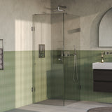 BRAUER Void Carving douchecabine met draaideur helder glas 90x100x200 incl. glascoating PVD RVS-kleurig geborsteld GS-VOCC1H90100200NG