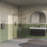 BRAUER Void Carving douchecabine met draaideur helder glas 90x100x200 incl. glascoating PVD RVS-kleurig geborsteld GS-VOCC1H90100200NG