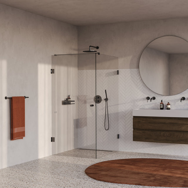 BRAUER Void Carving douchecabine met draaideur helder glas 90x120x200 incl. glascoating PVD gunmetal geborsteld GS-VOCC1H90120200GM