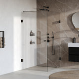 BRAUER Void Carving douchecabine met draaideur helder glas 90x120x200 incl. glascoating mat zwart GS-VOCC1H90120200MZ