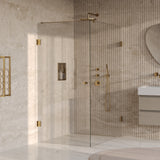 BRAUER Void Carving douchecabine met draaideur helder glas 90x140x200 incl. glascoating PVD goud geborsteld GS-VOCC1H90140200GG