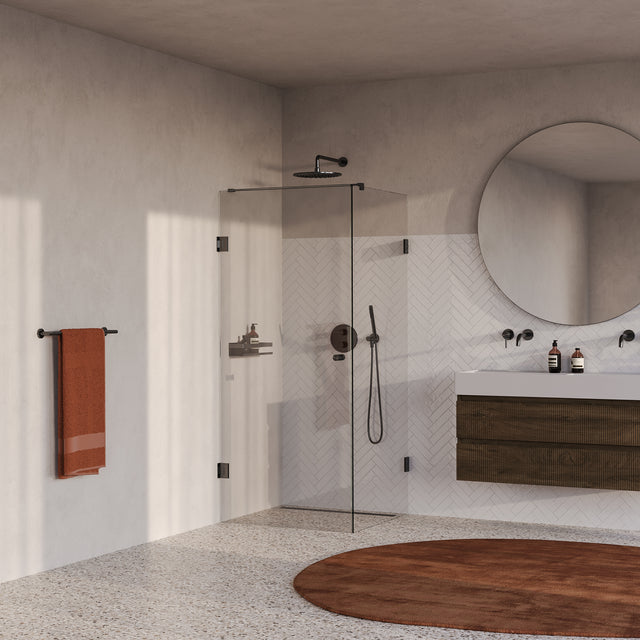 BRAUER Void Carving douchecabine met draaideur helder glas 90x90x200 incl. glascoating PVD gunmetal geborsteld GS-VOCC1H9090200GM