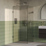 BRAUER Void Carving douchecabine met draaideur helder glas 90x90x200 incl. glascoating PVD RVS-kleurig geborsteld GS-VOCC1H9090200NG