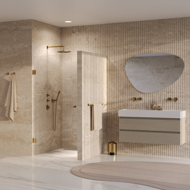 BRAUER Void Carving nisdeur helder glas 100x200 omkeerbaar incl. glascoating PVD goud geborsteld GS-VOCN1H100200GG