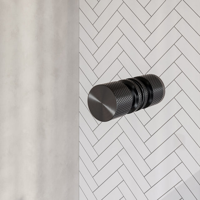 BRAUER Void Carving nisdeur helder glas 70x200 omkeerbaar incl. glascoating PVD gunmetal geborsteld GS-VOCN1H70200GM