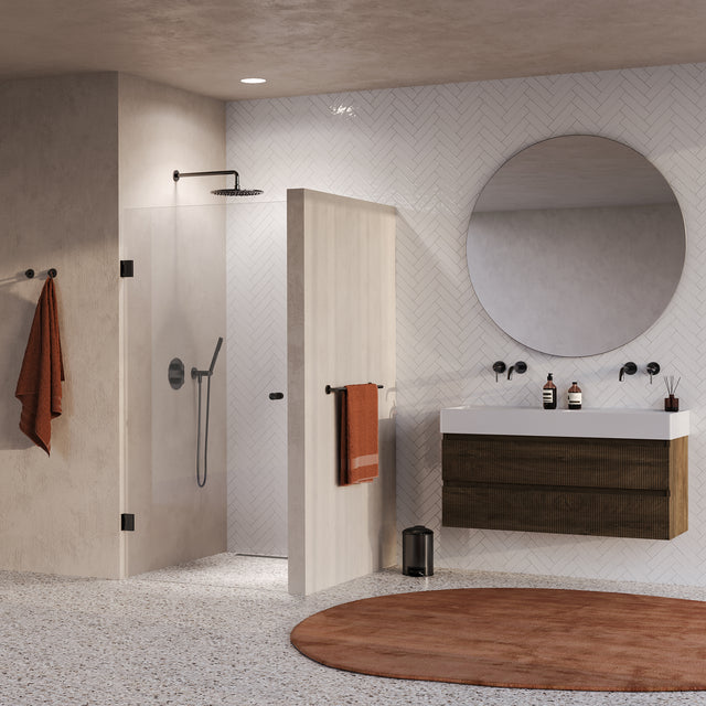 BRAUER Void Carving nisdeur helder glas 90x200 omkeerbaar incl. glascoating PVD gunmetal geborsteld GS-VOCN1H90200GM