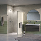 BRAUER Void Carving nisdeur helder glas 90x200 omkeerbaar incl. glascoating PVD RVS-kleurig geborsteld GS-VOCN1H90200NG