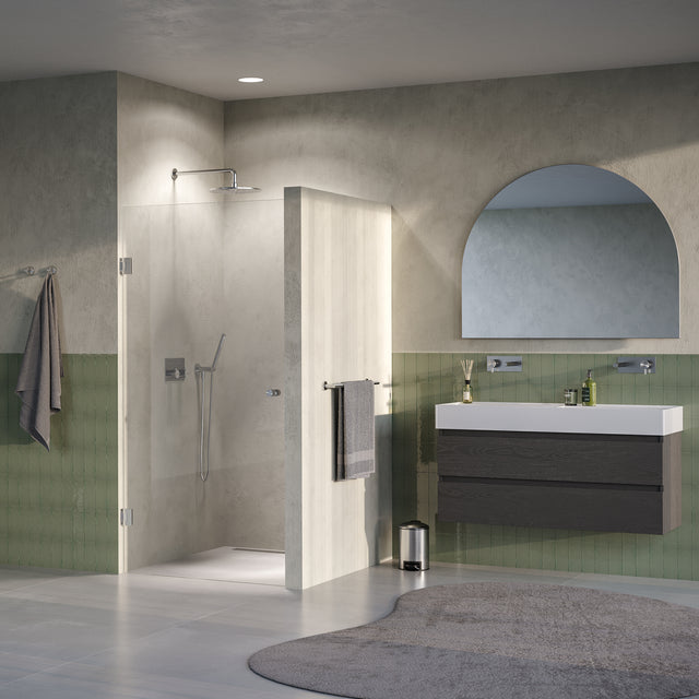 BRAUER Void Carving nisdeur helder glas 90x200 omkeerbaar incl. glascoating PVD RVS-kleurig geborsteld GS-VOCN1H90200NG