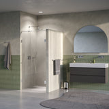 BRAUER Void Carving nisdeur 2-delig helder glas 90x200 omkeerbaar met draaideur 60 aan muur incl. glascoating PVD RVS-kleurig geborsteld GS-VOCN2H6030200NG