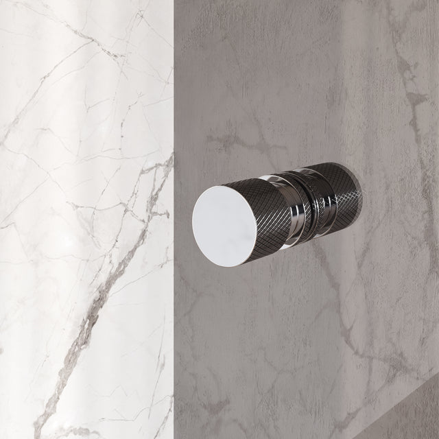 BRAUER Void Carving nisdeur 2-delig helder glas 100x200 omkeerbaar met draaideur 60 aan muur incl. glascoating chroom GS-VOCN2H6040200CE