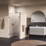 BRAUER Void Carving nisdeur 2-delig helder glas 100x200 omkeerbaar met draaideur 60 aan muur incl. glascoating PVD koper geborsteld GS-VOCN2H6040200GK