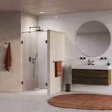 BRAUER Void Carving nisdeur 2-delig helder glas 100x200 omkeerbaar met draaideur 60 aan muur incl. glascoating PVD gunmetal geborsteld GS-VOCN2H6040200GM