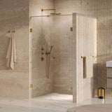 BRAUER Void Carving nisdeur 2-delig helder glas 120x200 omkeerbaar met draaideur 60 aan muur incl. glascoating PVD goud geborsteld GS-VOCN2H6060200GG