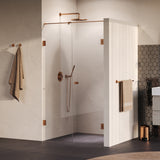 BRAUER Void Carving nisdeur 2-delig helder glas 120x200 omkeerbaar met draaideur 60 aan muur incl. glascoating PVD koper geborsteld GS-VOCN2H6060200GK