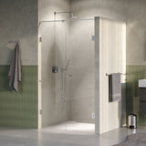 BRAUER Void Carving nisdeur 2-delig helder glas 120x200 omkeerbaar met draaideur 60 aan muur incl. glascoating PVD RVS-kleurig geborsteld GS-VOCN2H6060200NG