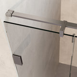 BRAUER Void Carving nisdeur 2-delig helder glas 130x200 omkeerbaar met draaideur 60 aan muur incl. glascoating PVD RVS-kleurig geborsteld GS-VOCN2H6070200NG