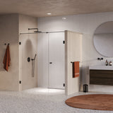 BRAUER Void Carving nisdeur 2-delig helder glas 170x200 omkeerbaar met draaideur 70 aan muur incl. glascoating PVD gunmetal geborsteld GS-VOCN2H70100200GM