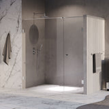 BRAUER Void Carving nisdeur 2-delig helder glas 190x200 omkeerbaar met draaideur 70 aan muur incl. glascoating chroom GS-VOCN2H70120200CE