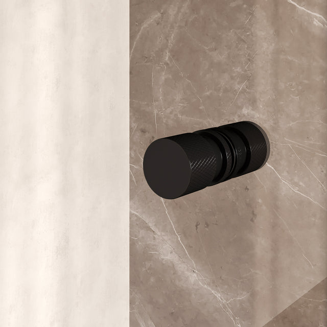 BRAUER Void Carving nisdeur 2-delig helder glas 200x200 omkeerbaar met draaideur 70 aan muur incl. glascoating mat zwart GS-VOCN2H70130200MZ