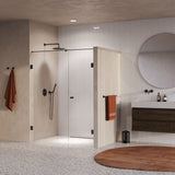 BRAUER Void Carving nisdeur 2-delig helder glas 150x200 omkeerbaar met draaideur 70 aan muur incl. glascoating PVD gunmetal geborsteld GS-VOCN2H7080200GM