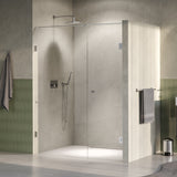 BRAUER Void Carving nisdeur 2-delig helder glas 150x200 omkeerbaar met draaideur 70 aan muur incl. glascoating PVD RVS-kleurig geborsteld GS-VOCN2H7080200NG