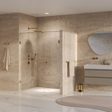 BRAUER Void Carving nisdeur 2-delig helder glas 160x200 omkeerbaar met draaideur 70 aan muur incl. glascoating PVD goud geborsteld GS-VOCN2H7090200GG