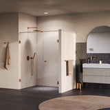 BRAUER Void Carving nisdeur 2-delig helder glas 160x200 omkeerbaar met draaideur 70 aan muur incl. glascoating PVD koper geborsteld GS-VOCN2H7090200GK