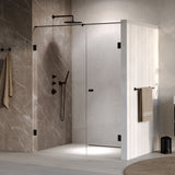 BRAUER Void Carving nisdeur 2-delig helder glas 160x200 omkeerbaar met draaideur 70 aan muur incl. glascoating mat zwart GS-VOCN2H7090200MZ