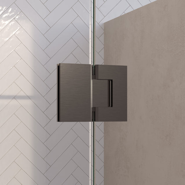 BRAUER Void Carving nisdeur 2-delig helder glas 130x200 omkeerbaar met draaideur 60 aan glas incl. glascoating PVD gunmetal geborsteld GS-VOCN3H6070200GM