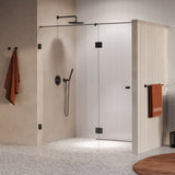 BRAUER Void Carving nisdeur 2-delig helder glas 170x200 omkeerbaar met draaideur 70 aan glas incl. glascoating PVD gunmetal geborsteld GS-VOCN3H70100200GM