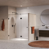 BRAUER Void Carving nisdeur 2-delig helder glas 170x200 omkeerbaar met draaideur 70 aan glas incl. glascoating PVD gunmetal geborsteld GS-VOCN3H70100200GM