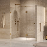 BRAUER Void Carving nisdeur 2-delig helder glas 180x200 omkeerbaar met draaideur 70 aan glas incl. glascoating PVD goud geborsteld GS-VOCN3H70110200GG