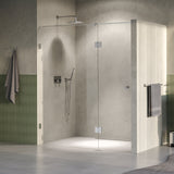 BRAUER Void Carving nisdeur 2-delig helder glas 180x200 omkeerbaar met draaideur 70 aan glas incl. glascoating PVD RVS-kleurig geborsteld GS-VOCN3H70110200NG