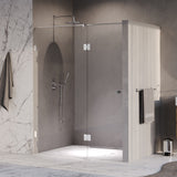 BRAUER Void Carving nisdeur 2-delig helder glas 150x200 omkeerbaar met draaideur 70 aan glas incl. glascoating chroom GS-VOCN3H7080200CE