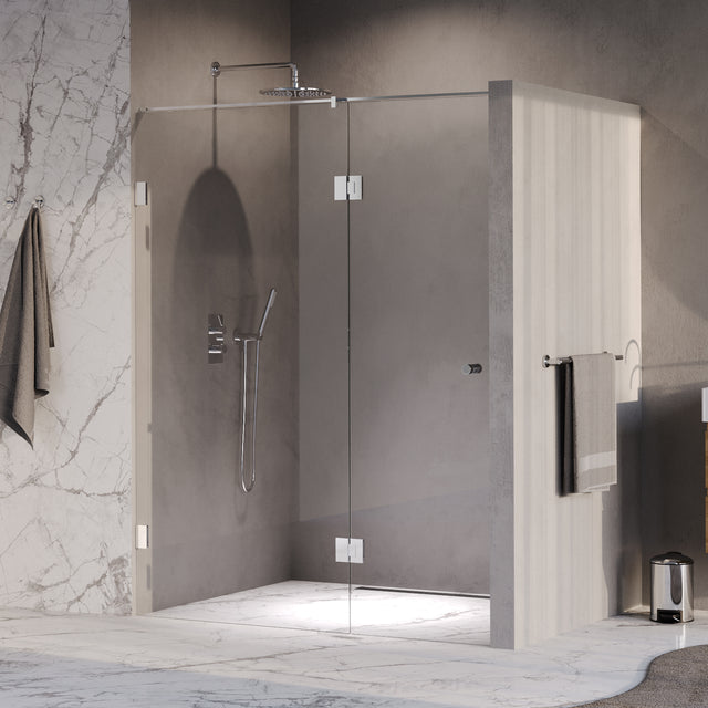 BRAUER Void Carving nisdeur 2-delig helder glas 160x200 omkeerbaar met draaideur 70 aan glas incl. glascoating chroom GS-VOCN3H7090200CE