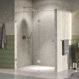 BRAUER Void Carving nisdeur 2-delig helder glas 160x200 omkeerbaar met draaideur 70 aan glas incl. glascoating PVD RVS-kleurig geborsteld GS-VOCN3H7090200NG