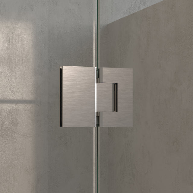 BRAUER Void Carving nisdeur 2-delig helder glas 160x200 omkeerbaar met draaideur 70 aan glas incl. glascoating PVD RVS-kleurig geborsteld GS-VOCN3H7090200NG