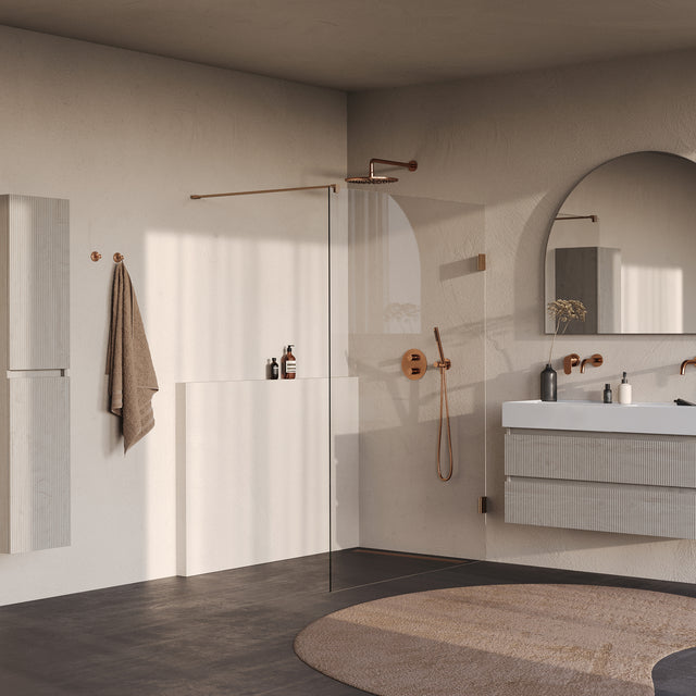 BRAUER Void inloopdouche helder glas 140x200 incl. glascoating PVD koper geborsteld GS-VOI1H140200GK