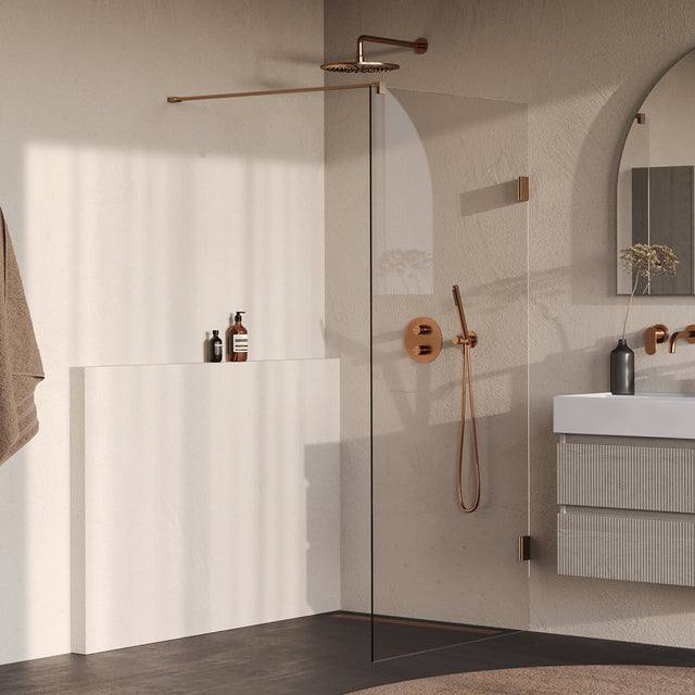 BRAUER Void inloopdouche helder glas 90x200 incl. glascoating PVD koper geborsteld GS-VOI1H90200GK