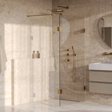 BRAUER Void inloopdouche helder glas 100x200 met 30 zijwand incl. glascoating PVD goud geborsteld GS-VOI2H10030200GG