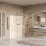 BRAUER Void inloopdouche helder glas 100x200 met 30 zijwand incl. glascoating PVD goud geborsteld GS-VOI2H10030200GG