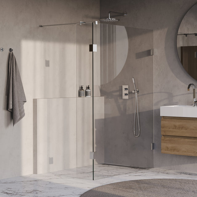 BRAUER Void inloopdouche helder glas 130x200 met 30 zijwand incl. glascoating chroom GS-VOI2H13030200CE