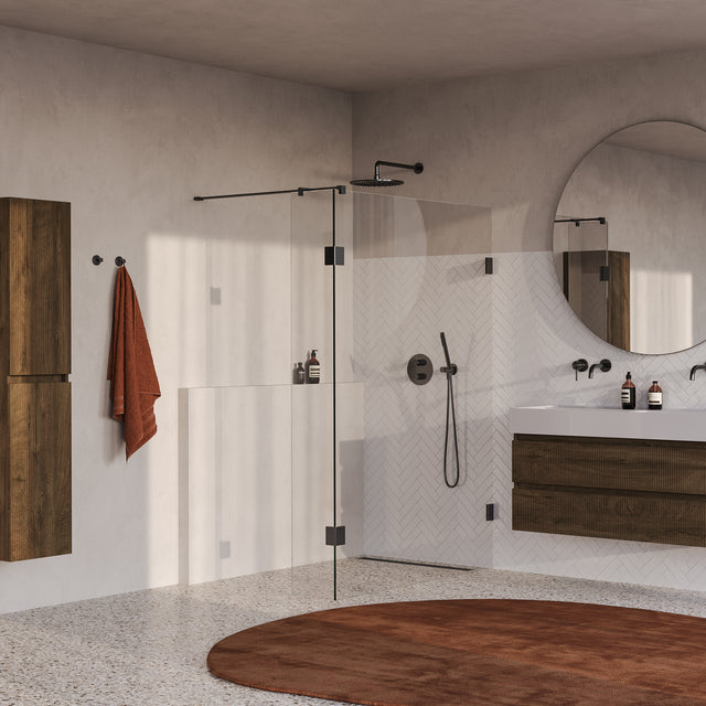 BRAUER Void inloopdouche helder glas 130x200 met 40 zijwand incl. glascoating PVD gunmetal geborsteld GS-VOI2H13040200GM