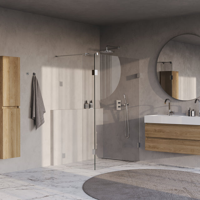 BRAUER Void inloopdouche helder glas 140x200 met 40 zijwand incl. glascoating chroom GS-VOI2H14040200CE