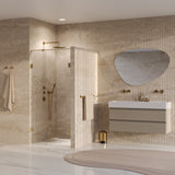 BRAUER Void nisdeur 2-delig helder glas 100x200 omkeerbaar met draaideur 60 aan muur incl. glascoating PVD goud GS-VON2H6040200GG