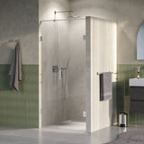 BRAUER Void nisdeur 2-delig helder glas 100x200 omkeerbaar met draaideur 60 aan muur incl. glascoating PVD RVS-kleurig GS-VON2H6040200NG